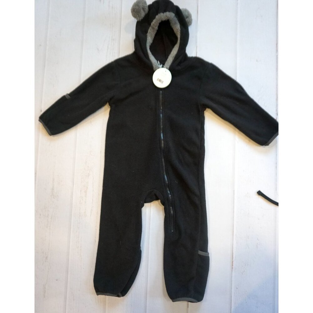 Cuddle Club One Piece Romper Hooded Fleece Jumper, Bear Black 18-24 months NWT - Picture 2 of 10